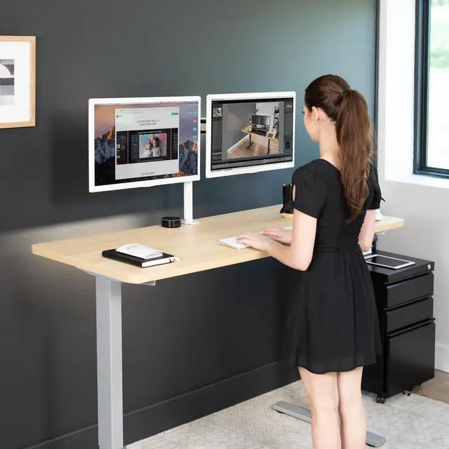 Alt view image 7 of 7 - VIVO Electric 60 x 24 Stand Up Desk, Light Wood Table Top, Gray Frame