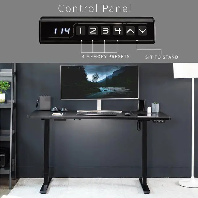 Alt view image 6 of 7 - VIVO Electric 60 x 30 Stand Up Desk Workstation, Black Table Top, Black Frame