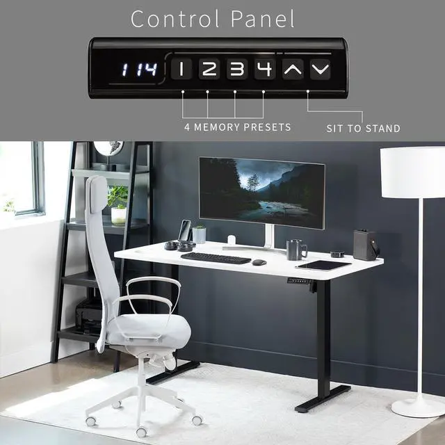 Alt view image 6 of 7 - VIVO Electric 60 x 30 Stand Up Desk Workstation, White Table Top, Black Frame