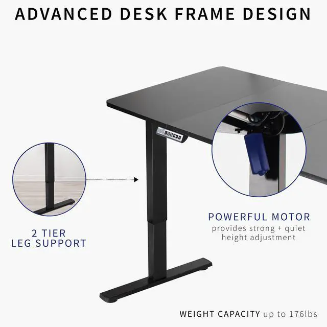 Alt view image 3 of 7 - VIVO Electric 60 x 30 Stand Up Desk Workstation, Dark Walnut Top, Gray Frame