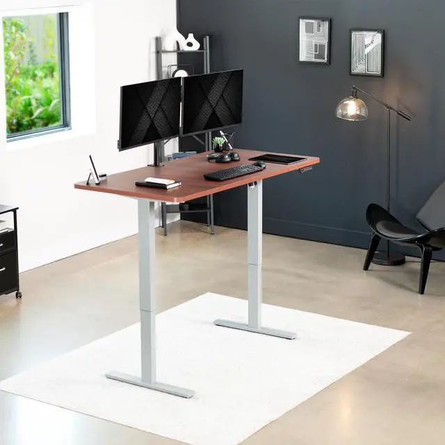 Alt view image 2 of 7 - VIVO Electric 60 x 30 Stand Up Desk Workstation, Dark Walnut Top, Gray Frame