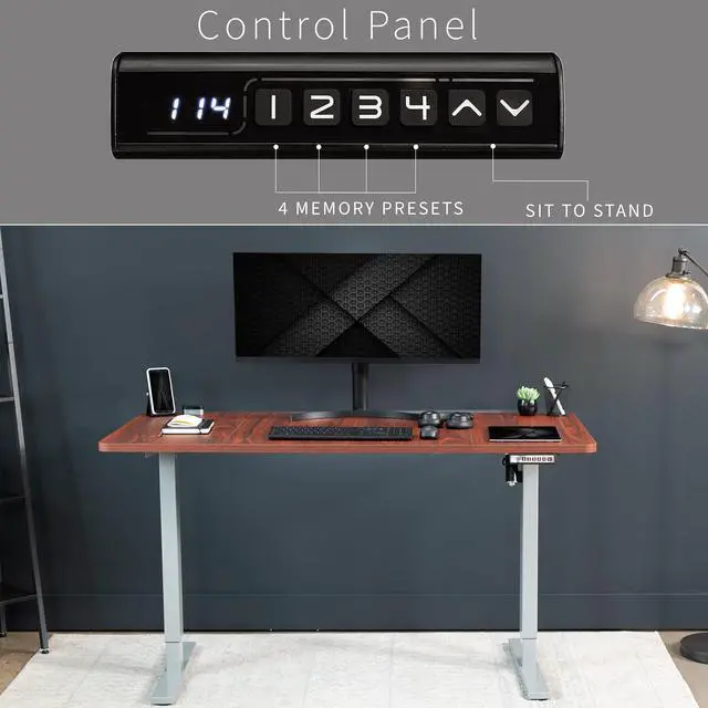 Alt view image 6 of 7 - VIVO Electric 60 x 30 Stand Up Desk Workstation, Dark Walnut Top, Gray Frame