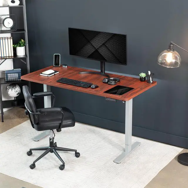 Alt view image 7 of 7 - VIVO Electric 60 x 30 Stand Up Desk Workstation, Dark Walnut Top, Gray Frame