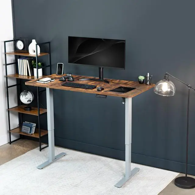 Alt view image 2 of 7 - VIVO Electric 60 x 30 Stand Up Desk, Rustic Vintage Brown Top, Gray Frame