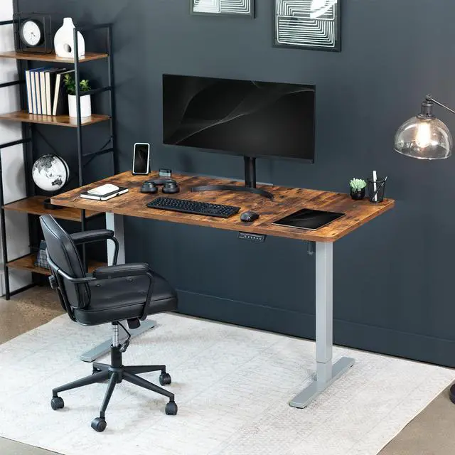 Alt view image 7 of 7 - VIVO Electric 60 x 30 Stand Up Desk, Rustic Vintage Brown Top, Gray Frame