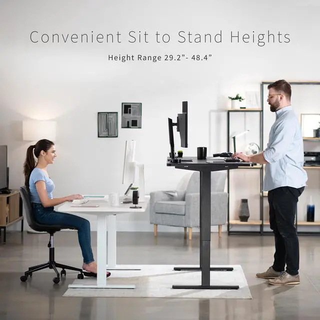 Alt view image 4 of 7 - VIVO Electric 60 x 30 Stand Up Desk Workstation, Dark Gray Top, White Frame