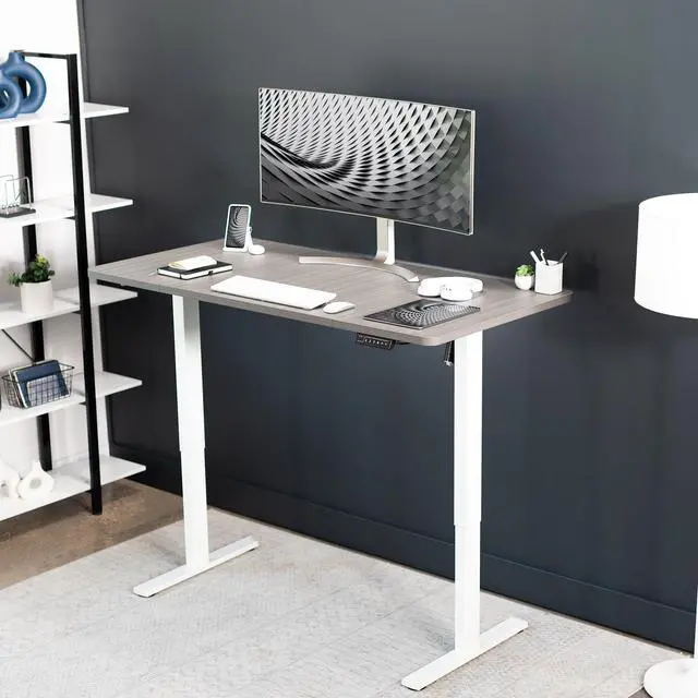 Alt view image 2 of 7 - VIVO Electric 60 x 30 Stand Up Desk Workstation, Dark Gray Top, White Frame