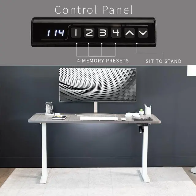 Alt view image 6 of 7 - VIVO Electric 60 x 30 Stand Up Desk Workstation, Dark Gray Top, White Frame