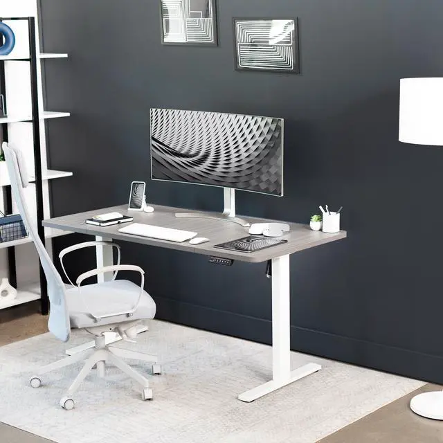 Alt view image 7 of 7 - VIVO Electric 60 x 30 Stand Up Desk Workstation, Dark Gray Top, White Frame