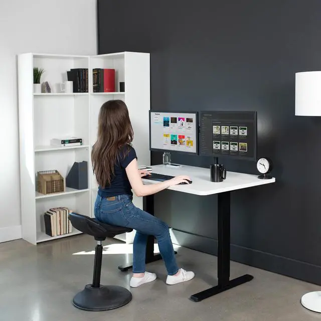 Alt view image 7 of 7 - VIVO Electric 48" x 30" Stand Up Desk, White Table Top, Black Frame