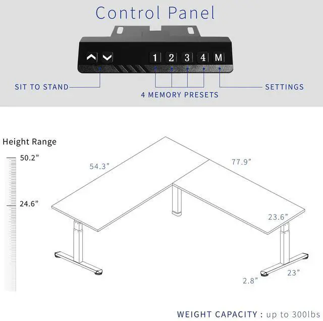 Alt view image 6 of 7 - VIVO Electric 78" x 55" Stand Up Corner Desk, Black Solid Square Corner Table Tops, Black Frame, DESK-KIT-3E5SB