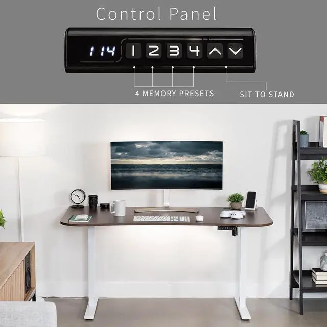 Alt view image 6 of 7 - VIVO Electric 63 x 32 Stand Up Desk, Dark Walnut Table Top, White Frame