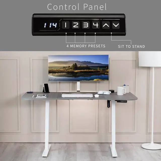 Alt view image 6 of 7 - VIVO Electric 63 x 32 Standup Desk, Dark Gray Table Top, White Frame
