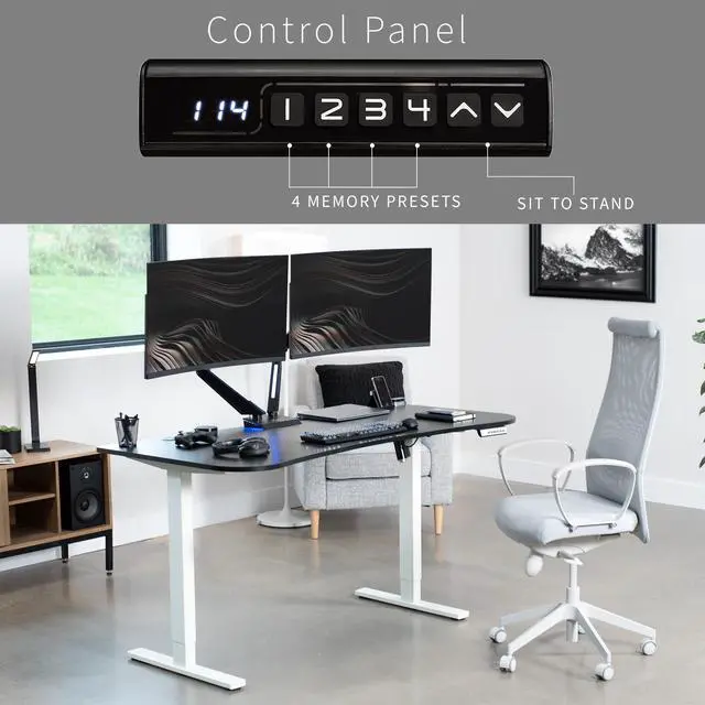 Alt view image 6 of 7 - VIVO Electric 63 x 32 Standup Desk w/ Memory Controller, Black Carbon Fiber Table Top, White Frame (DESK-KIT-1W1R)