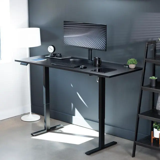 Alt view image 2 of 7 - VIVO Electric 71 x 30 Square Corner Desk, Black Table Top, Black Frame