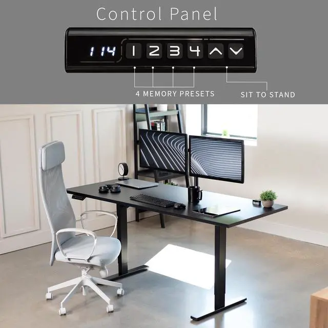 Alt view image 6 of 7 - VIVO Electric 71 x 30 Square Corner Desk, Black Table Top, Black Frame