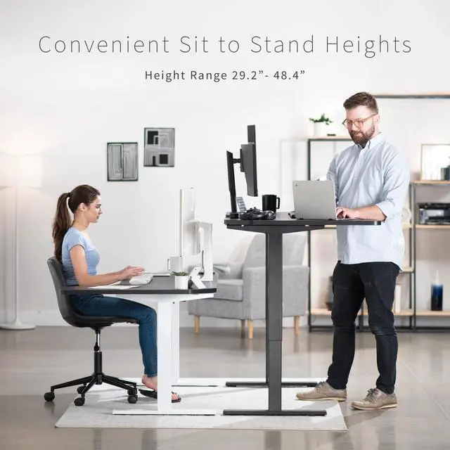 Alt view image 4 of 7 - VIVO Electric 58" x 35" Corner Stand Up Desk, Black Table Top, Black Frame
