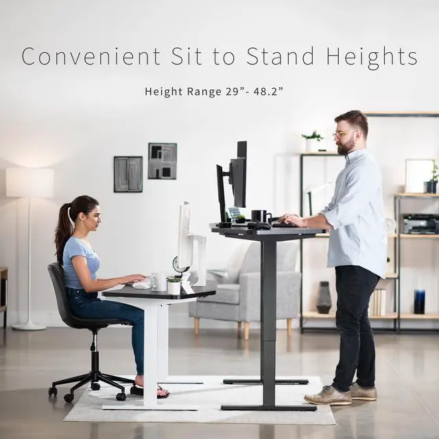 Alt view image 4 of 7 - VIVO Electric 63 x 32 Stand Up Desk, Dark Walnut Table Top, Gray Frame