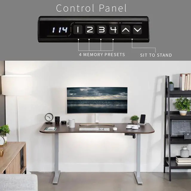 Alt view image 6 of 7 - VIVO Electric 63 x 32 Stand Up Desk, Dark Walnut Table Top, Gray Frame
