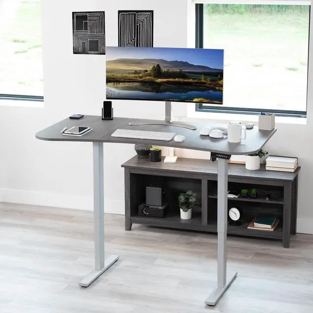 Alt view image 2 of 7 - VIVO Electric 63 x 32 Stand Up Desk, Dark Gray Table Top, Gray Frame