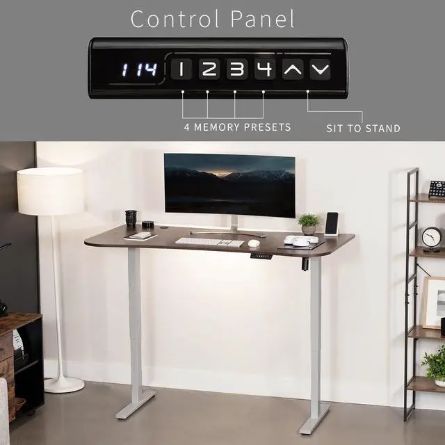 Alt view image 6 of 7 - VIVO Electric 63 x 32 Stand Up Desk, Rustic Vintage Brown Table Top, Gray Frame