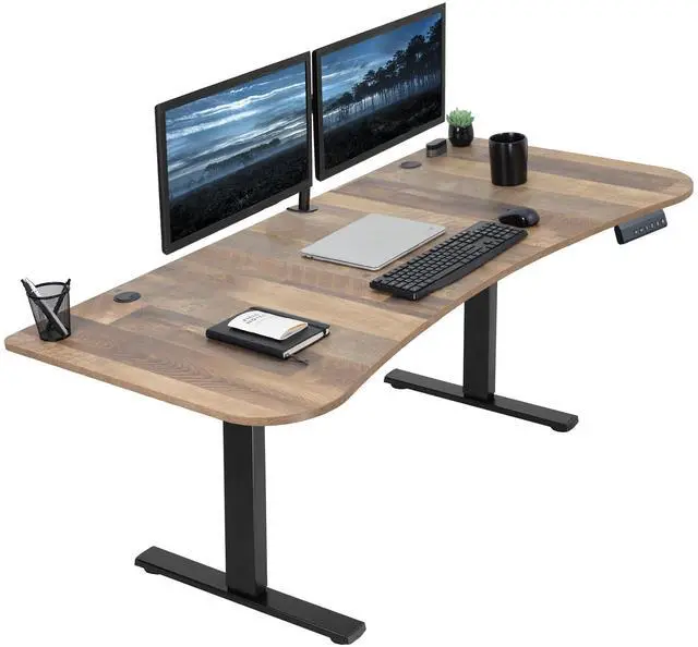 Main image of VIVO Electric 63 x 32 Standup Desk w/ Memory Controller, Reclaimed Wood Table Top, Black Frame (DESK-KIT-1B1P)