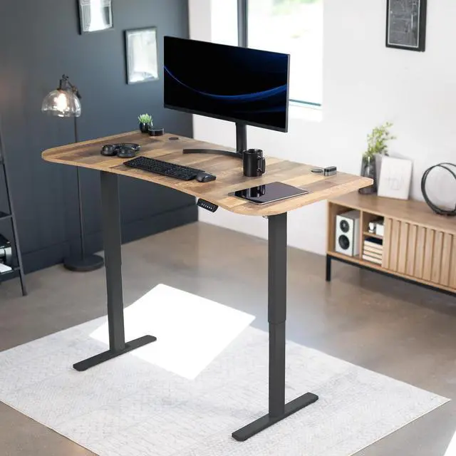 Alt view image 2 of 7 - VIVO Electric 63 x 32 Standup Desk w/ Memory Controller, Reclaimed Wood Table Top, Black Frame (DESK-KIT-1B1P)