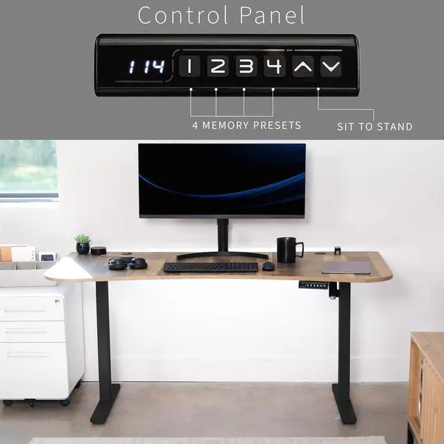 Alt view image 6 of 7 - VIVO Electric 63 x 32 Standup Desk w/ Memory Controller, Reclaimed Wood Table Top, Black Frame (DESK-KIT-1B1P)