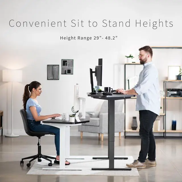 Alt view image 4 of 7 - VIVO Electric 63 x 32 Standup Desk w/ Memory Controller, Reclaimed Wood Table Top, Black Frame (DESK-KIT-1B1P)