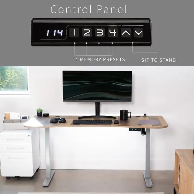 Alt view image 6 of 7 - VIVO Electric 63 x 32 Standup Desk, Reclaimed Wood Table Top, Gray Frame