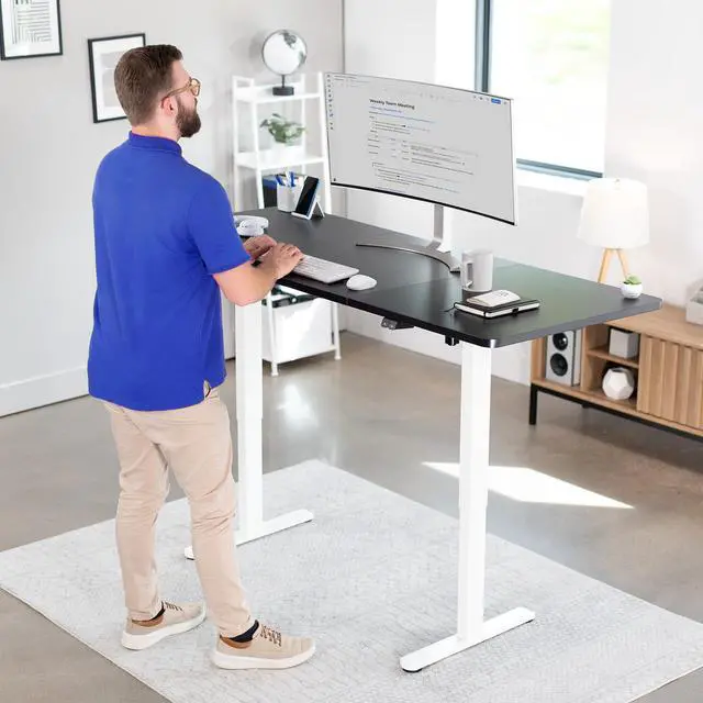 Alt view image 2 of 7 - VIVO Electric 71 x 30 Stand Up Desk Workstation, Black Top, White Frame