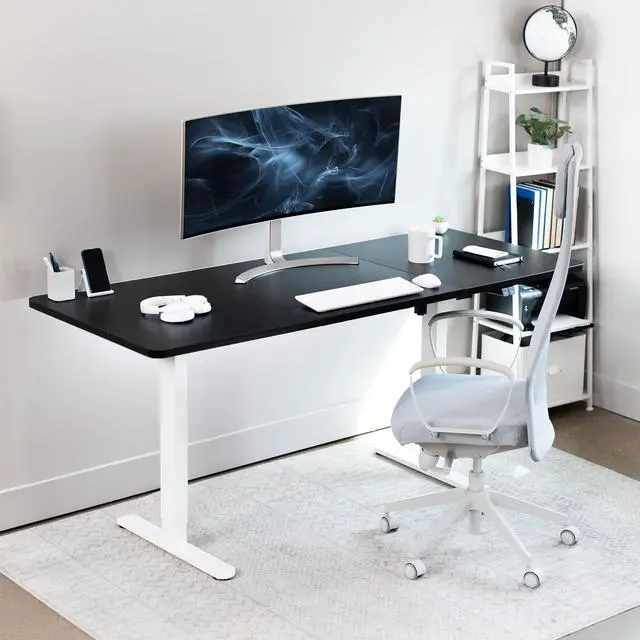 Alt view image 4 of 7 - VIVO Electric 71 x 30 Stand Up Desk Workstation, Black Top, White Frame