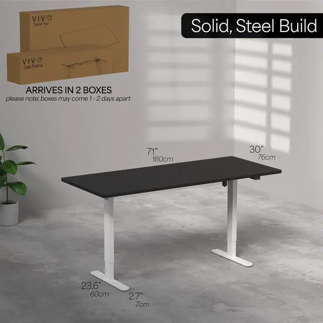 Alt view image 6 of 7 - VIVO Electric 71 x 30 Stand Up Desk Workstation, Black Top, White Frame