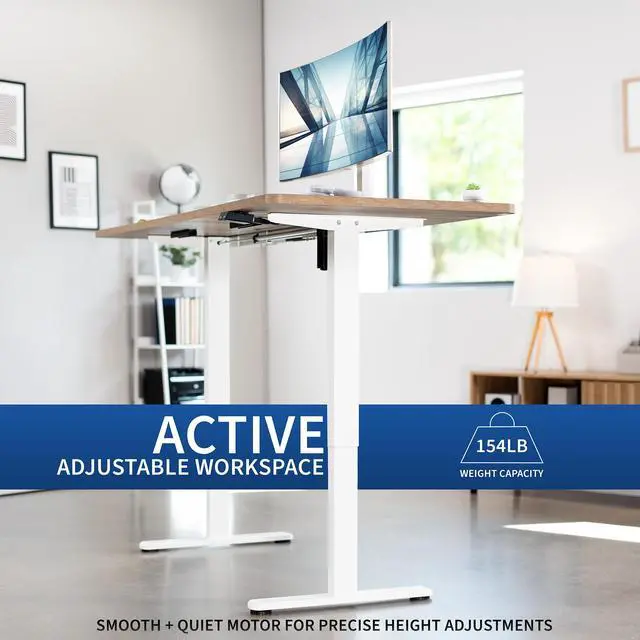 Alt view image 3 of 7 - VIVO Electric 71 x 30 Stand Up Desk Workstation, Black Top, White Frame