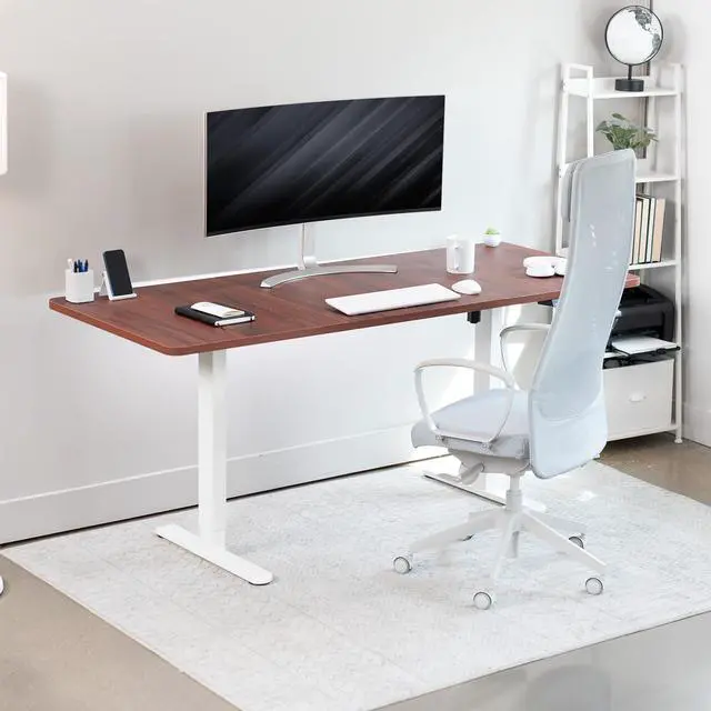 Alt view image 4 of 7 - VIVO Electric 71 x 30 Stand Up Desk Workstation, Dark Walnut Top, White Frame
