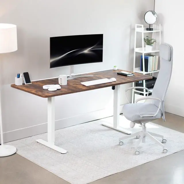 Alt view image 4 of 7 - VIVO Electric 71 x 30 StandUp Desk Workstation, Vintage Brown Top, White Frame