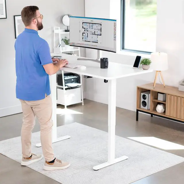 Alt view image 2 of 7 - VIVO Electric 71 x 30 Stand Up Desk Workstation, White Top, White Frame