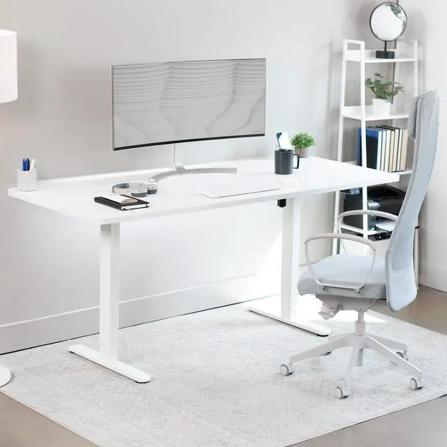 Alt view image 4 of 7 - VIVO Electric 71 x 30 Stand Up Desk Workstation, White Top, White Frame