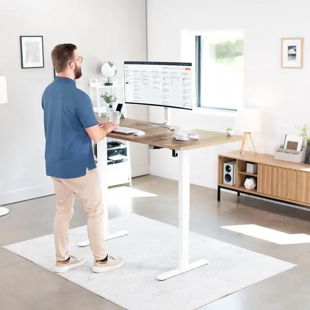 Alt view image 2 of 7 - VIVO Electric 71x30 Stand Up Desk Workstation, Reclaimed Wood Top, White Frame