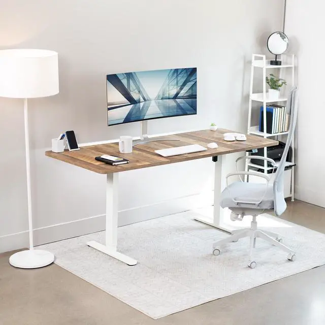 Alt view image 4 of 7 - VIVO Electric 71x30 Stand Up Desk Workstation, Reclaimed Wood Top, White Frame