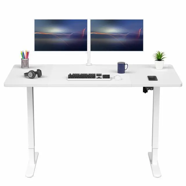 Main image of VIVO Electric 60 x 30 Stand Up Desk, White Table Top, White Frame
