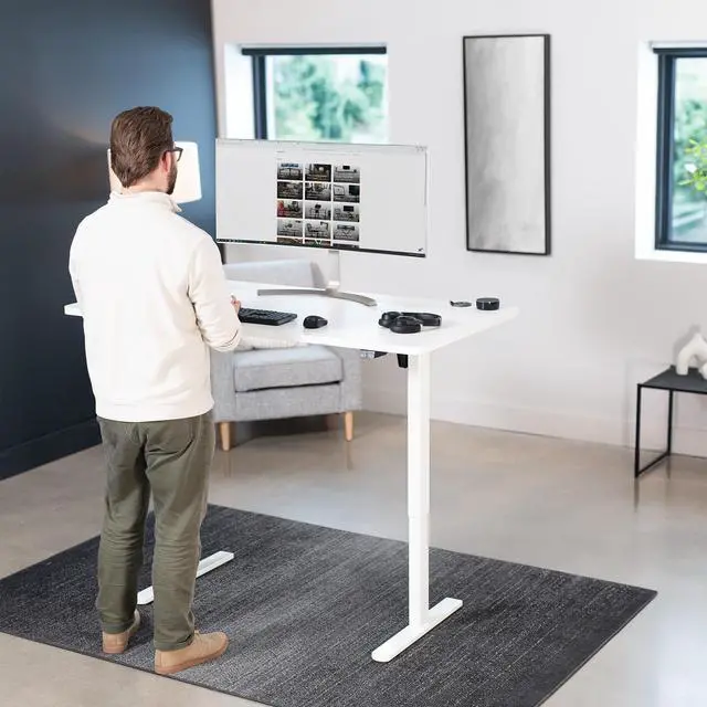Alt view image 2 of 7 - VIVO Electric 60 x 30 Stand Up Desk, White Table Top, White Frame