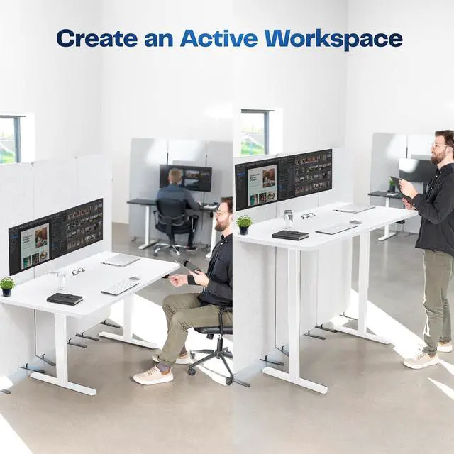 Alt view image 4 of 7 - VIVO Electric 60 x 30 Stand Up Desk, White Table Top, White Frame