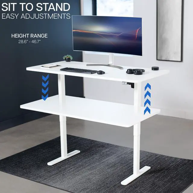 Alt view image 6 of 7 - VIVO Electric 60 x 30 Stand Up Desk, White Table Top, White Frame
