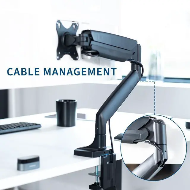 Alt view image 4 of 8 - VIVO Black Heavy Duty Single Ultrawide Monitor Desk Mount Stand with Pneumatic Spring Arm, Fits Screens up to 35"
