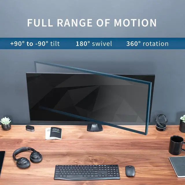 Alt view image 3 of 8 - VIVO Black Heavy Duty Single Ultrawide Monitor Desk Mount Stand with Pneumatic Spring Arm, Fits Screens up to 35"