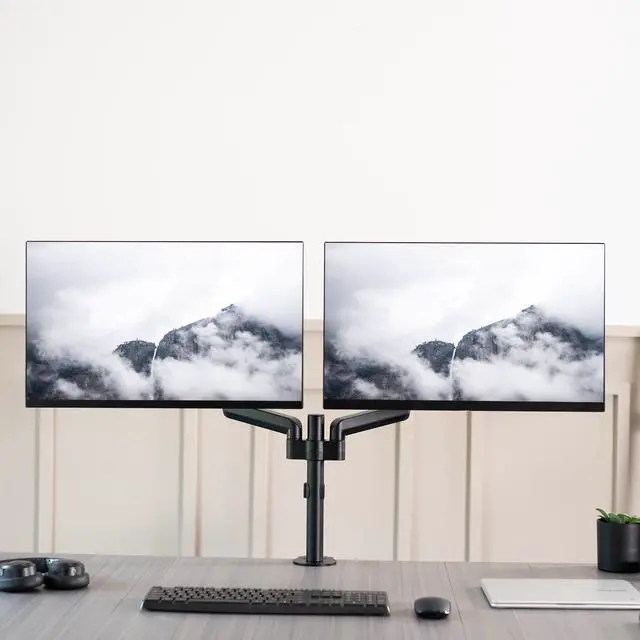 Alt view image 7 of 15 - VIVO Dual Monitor Mechanical Spring Sit-Stand Desk Mount for 2 Screens up to 32"