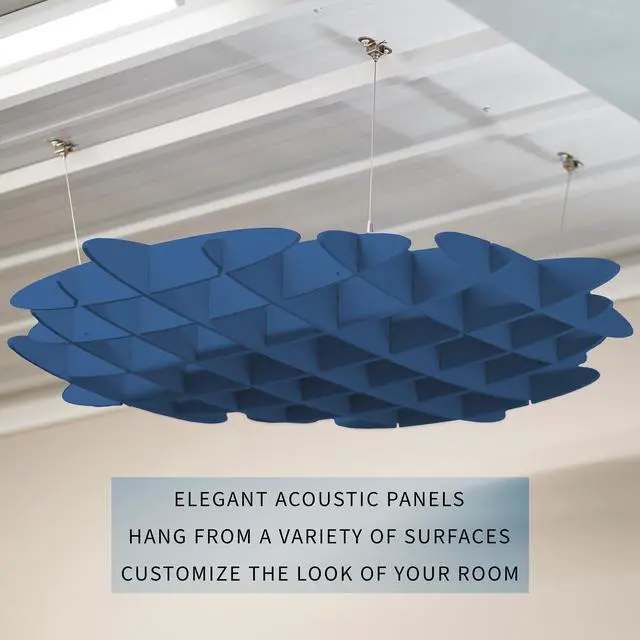 Alt view image 2 of 7 - VIVO Navy Blue Acoustic Ceiling Waffle Panel