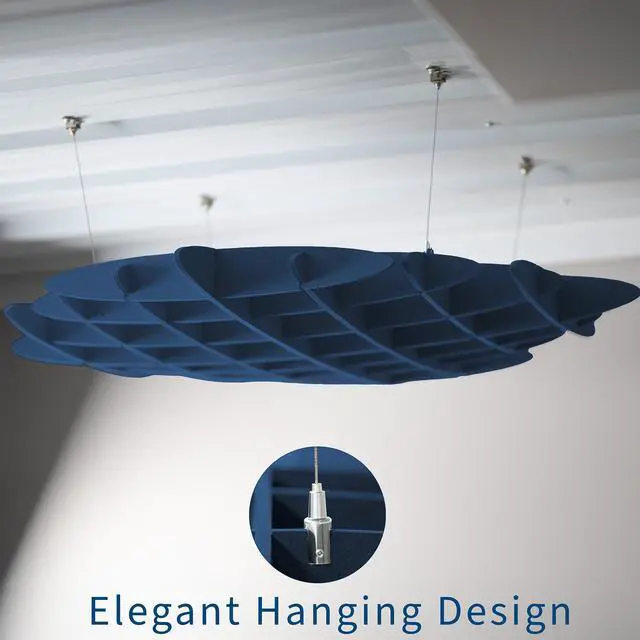 Alt view image 6 of 7 - VIVO Navy Blue Acoustic Ceiling Waffle Panel