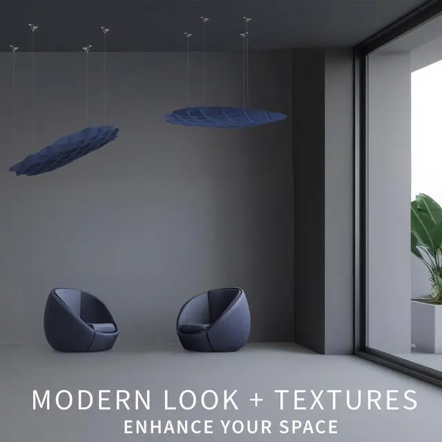 Alt view image 7 of 7 - VIVO Navy Blue Acoustic Ceiling Waffle Panel